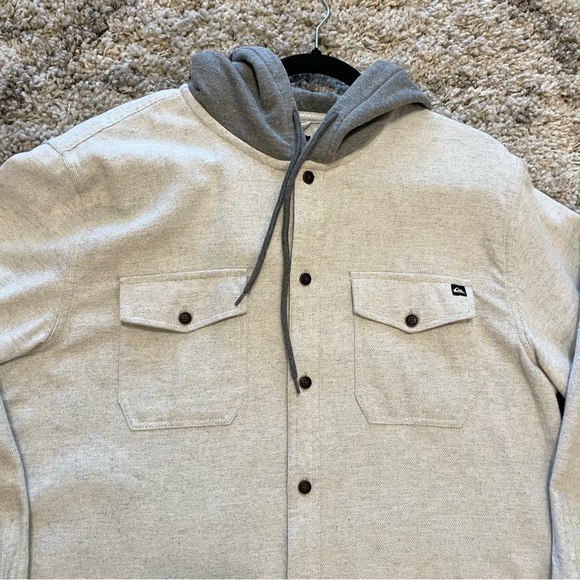 Quiksilver Halidon Hooded Flannel Shacket - Men’s Large Light Heather Gray - Picture 8 of 12